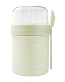 MRUN BONE Müslibecher To Go 450ml+250ml, Praktischer Joghurtbecher to go mit Gabel-Löffel-Kombi,...
