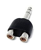 DRUT 6,35 mm Stereo-Klinkenstecker auf zwei Cinch-Buchsen, Audio-Adapter für Kabel (1, Schwarz /...