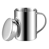 Gralara Campfire Becher Edelstahl Camping Tasse Isolierbecher Trinkbecher mit Deckel Und...