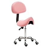 Dental Hygienist Sattelstuhl, ergonomischer Rollhocker mit Rückenstütze für Salon, Küche, Home...