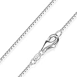 MATERIA Venezianerkette Silber 925 diamantiert - 1mm Halskette Damen Silber in 50 cm + Schmuckbox...