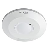 Oktaplex Ida Decken-Bewegungsmelder flach 360° Hochfrequenz-Sensor 2-16m Reichweite 230V...