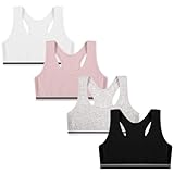 flintronic 4 Pack Mädchen Sport BH, Bustier Baumwolle, Teens U-förmiger Rücken Unterwäsche, Top...