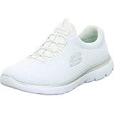 Skechers Damen Summits Sneaker, White Mesh Silver Trim, 40 EU