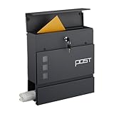 Relaxdays Briefkasten mit Zeitungsfach, HxBxT: 37 x 37 x 12 cm, Eisen, 4 Schlüssel, Postkasten mit...