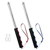 EASYKEENECOM 2 Stück Teleskop Fahnenstange, 2m Handheld teleskop fahnenmast Edelstahl mit 4 Clips...