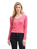 TOM TAILOR Damen 1012976 Strickpullover mit V-Ausschnitt, 15116-Bright Rose, M