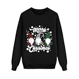 Weihnachtspullover Baumwolle Weihnachtspulli Damen Lustig Christmas Sweater Damen Rundhals Unisex...