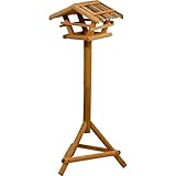 dobar® 48000FSC Vogelfutterhaus inkl. Ständer - Vogelfutterstation aus Holz mit Schilf-Dach -...