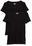 Amazon Essentials Damen Kurzärmeliges T-Shirt mit V-Ausschnitt, Schmale Passform, 2er-Pack,...