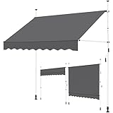 Yaheetech Klemmmarkise 250cm Bereit Balkonmarkise mit Handkurbel Sonnenschutz ohne Bohren...