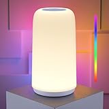 ROOTRO LED Nachttischlampe Touch Dimmbar, [Stilvolles Design mit 256 RGB-Modus] 3 Helligkeitsstufen...