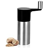 Muskatmühle mit Handkurbel, Muskatmahlwerk mit Behälter zur Aufbewahrung von 3 Muskatnüssen,...