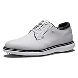 FootJoy Herren Traditions Blucher Golfschuh, Weiß/Weiß/Marineblau, 50 EU