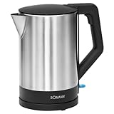 Bomann® Wasserkocher Edelstahl | 1,5 Liter | BPA frei | Einhandbedienung | Edelstahlgehäuse |...