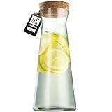 KADAX Glaskaraffe 1L mit Korken, Wasserkaraffe aus robustem Glas, Spülmaschinenfeste...