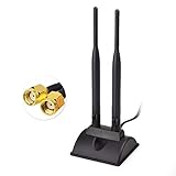 Eightwood WiFi Antenne 2.4G / 5.8G Dual Frequency Magnetic 6dBi RP-SMA Adapter 2m...