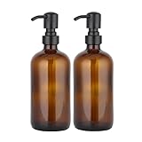 GAPPO Seifenspender Glas 2 Stück, Braunglas Seifenspender Dusche Pumpspender, Shampoo Duschgel...