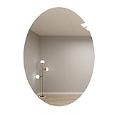 WLN Badezimmerspiegel, 40 X 60 cm Badezimmerspiegel, Oval Rahmenloser Wandspiegel Hd Make-upspiegel...