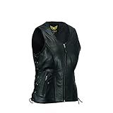 Leatherick Damen Lederweste der echte spitzenkorn-büffel Leder ärmellose jacke/weste schwarz (XL)