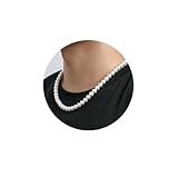 Halora Perlenkette Herren Damen Perlen Choker Kette 45cm Lang Weiße Perlenkette Pearl Necklace...