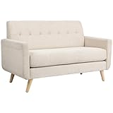 HOMCOM 2 Sitzer Sofa, Couch mit Dickem Sitz- und Rückenkissen, Samtoptik, Polstersofa mit...