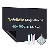 Warasee Tafelfolie Magnetisch Selbstklebend, 40 * 90cm Magnetfolie Selbstklebend Schwarz, Abwischbar...