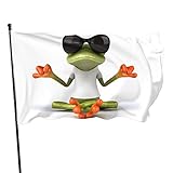 90 x 150 cm dekorative Hausflagge Hofbanner, lustiger Laubfrosch, Meditation, Yoga, Froschflagge,...