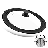 Universaldeckel Schwarz, Universal Glasdeckel für Ø 28/30/32 cm Töpfe und Pfannen, Glasdeckel...