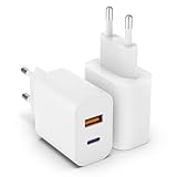 20W USB C Adapter, 2er Pack iPhone ladegerät für iPhone 15 14 Plus Pro Max 13 12 11 SE, USB A+C PD...