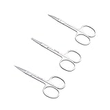 3 Packungen Edelstahl Gebogene Augenbrauenschere und Nasenhaarschere Set, Make-up-Schere zum Trimmen...