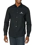 A|X ARMANI EXCHANGE Herren Long Sleeve Icon Logo Button Shirt Klassisches Hemd, schwarz, Mittel