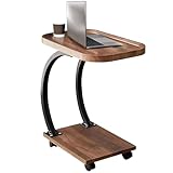 C-förmiger TV-Tablett Tisch mit Rollen, rollbarer Beistelltisch für Couch, Metallrahmen, kleiner...