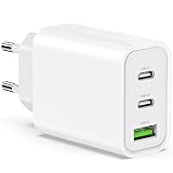 USB C Ladegerät 65W 3-Port USB Schnellladegerät,USB C Netzteil PD Ladegerät kompatibel mit...