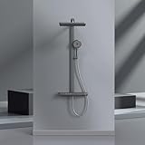 EMKE Duschsystem mit Thermostat Duschsystem Regendusche, Handbrause mit 4 in 1 Strahlstärken, mit...