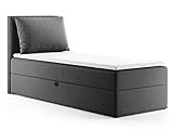 Boxspringbett Egro Mini mit Bettkasten und Kissen - Einzelbett mit Bonell-Matratze und Topper,...