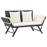 TECHPO Dieser Artikel- Gartenbank mit Kissen schwarz 176 cm Poly Rattan-Nice