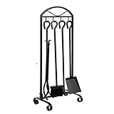 Kaminwerkzeug Set - Indoor Outdoor Set mit Schürhaken, Zange, Schaufel, Bürstenständer - Moderne...