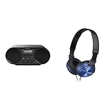 Sony ZSP-S50 CD/USB Radiorekorder (AM/FM) & MDR-ZX310L Lifestyle Kopfhörer, Blau
