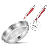 Inqibee 20,3 cm dreilagige Edelstahl-Sautépfanne mit Deckel, Bratpfanne, Bratpfanne,...