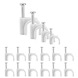 400 Stück Kabelschellen Nagelschellen, Kabelhalter Wand, Kabelclips, Runde Kabelklemmen mit Nagel,...