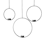 Boltze Home 3er Set Teelichthalter schwarz - Kerzenhalter 15-25 cm rund zum Aufhängen an Decke &...