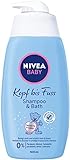 NIVEA BABY Kopf bis Fuss Shampoo & Bad (500 ml), mildes Babyshampoo & Duschgel mit beruhigender...