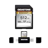 Gigastone 512 GB SD-Karte mit USB-Typ-C-Kartenleser, V30, SDXC-Speicherkarte, High-Speed, 4K,...