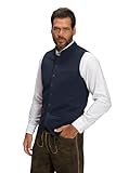 JP 1880 Herren Weste, Tracht, Sweat, Stehkragen, Stickerei, Navy Blau, 4XL EU