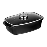 Relaxdays Bräter mit Deckel, Bratentopf 5 L, beschichteter Universalbräter mit Aromaknopf,...