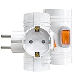 Steckdosenverteiler 3-Fach, Verteilersteckdose, Doppelstecker für Steckdose, 2 Stücke - Weiß