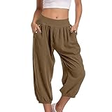 BFSWL Personalisierte Geschenke Caprihose Damen Sommer Casual 3/4 Hose Stretch Taille Jogginghose...