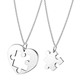 RDNKVB 1Paar Herz Puzzle Anhänger Kette für Damen Herren Edelstahl Herzkette Pärchen Kette...