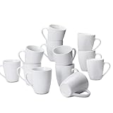 Amazon Basics Kaffeetassen-Set, 12-teiliges Porzellan, 355 ml, Weiß (Früher Marke...